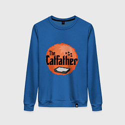 Свитшот хлопковый женский Cat father, цвет: синий