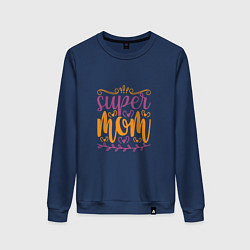 Свитшот хлопковый женский Super Mother, цвет: тёмно-синий