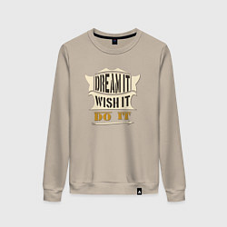 Свитшот хлопковый женский Dream it, Wish it, Do it, цвет: миндальный