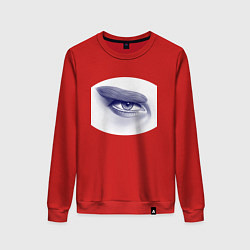 Свитшот хлопковый женский Глаз мужской - монохром, цвет: красный