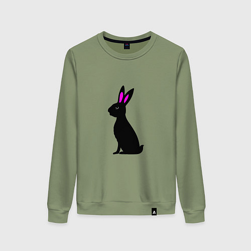 Женский свитшот Черный кролик / Авокадо – фото 1