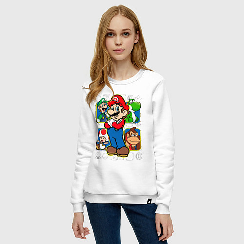 Женский свитшот Супер Марио / Белый – фото 3