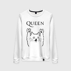 Свитшот хлопковый женский Queen - rock cat, цвет: белый