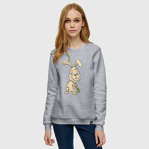 Женский свитшот Кролик с морковкой / Меланж – фото 3