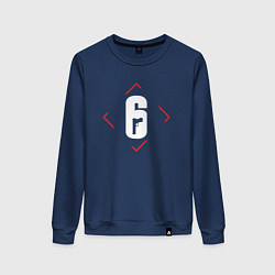 Свитшот хлопковый женский Символ Rainbow Six в красном ромбе, цвет: тёмно-синий