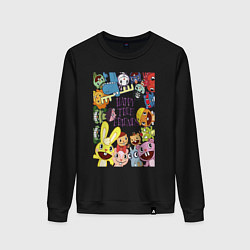 Свитшот хлопковый женский Happy three friends - poster, цвет: черный