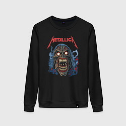 Свитшот хлопковый женский Metallica skull, цвет: черный