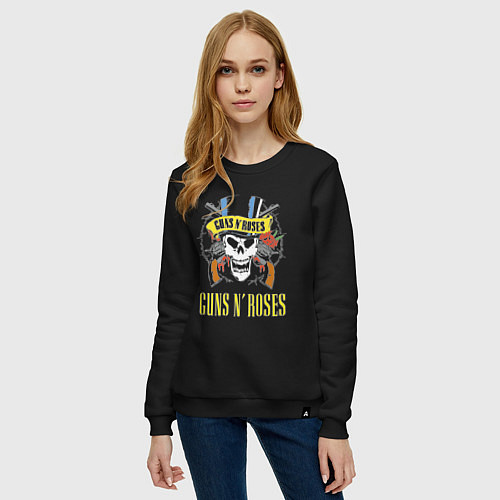 Женский свитшот Guns n roses Skull / Черный – фото 3