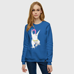 Свитшот хлопковый женский Evil the cat - Червяк джим, цвет: синий — фото 2