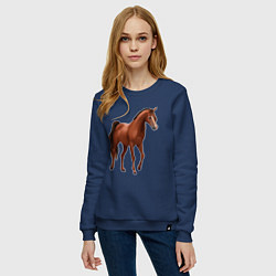 Свитшот хлопковый женский Тракененская лошадь, цвет: тёмно-синий — фото 2