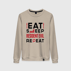 Женский свитшот Надпись: eat sleep Resident Evil repeat