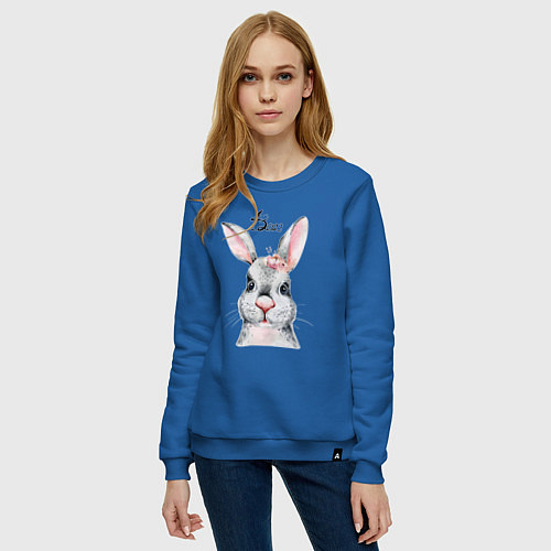 Женский свитшот Кролик - символ 2023 года / Синий – фото 3