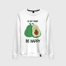 Свитшот хлопковый женский Dont worry be happy - avocado, цвет: белый