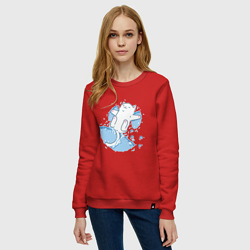 Женский свитшот Снежный котоик / Красный – фото 3