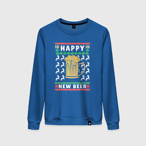 Женский свитшот Новый год с пивом / Синий – фото 1
