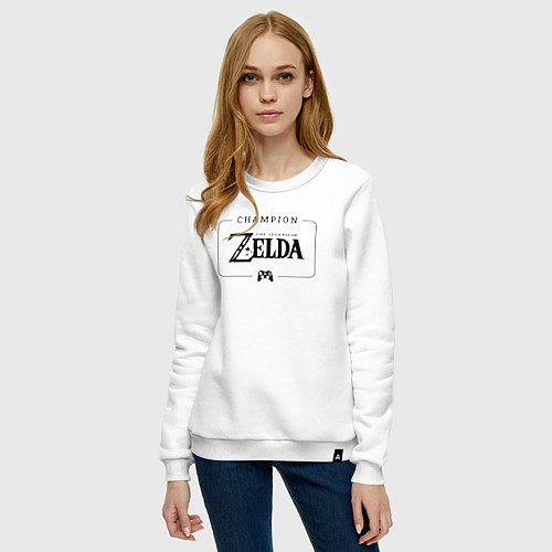Женский свитшот Zelda gaming champion: рамка с лого и джойстиком / Белый – фото 3