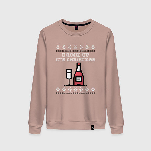 Женский свитшот Drink up its Christmas / Пыльно-розовый – фото 1