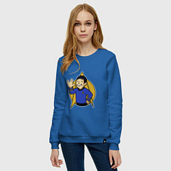 Свитшот хлопковый женский Spoke - vault boy, цвет: синий — фото 2