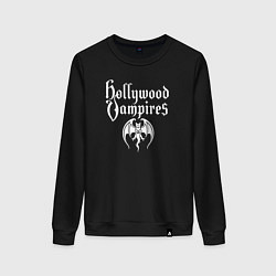 Свитшот хлопковый женский Hollywood vampires рок группа, цвет: черный