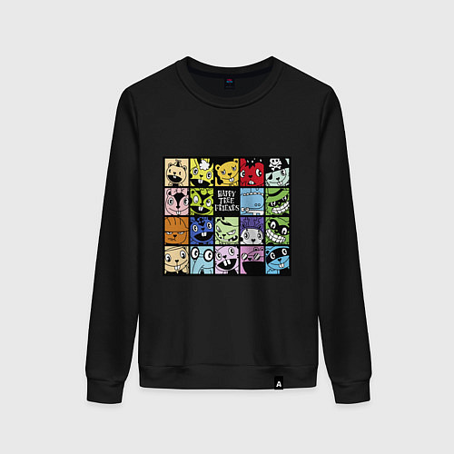 Женский свитшот All happy three friends / Черный – фото 1