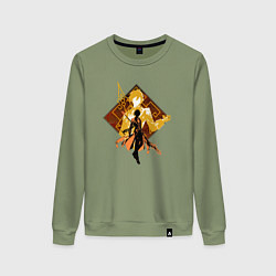 Свитшот хлопковый женский Силуэт Чжун Ли, цвет: авокадо