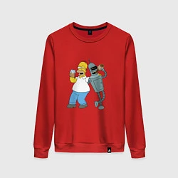 Свитшот хлопковый женский Drunk Homer and Bender, цвет: красный
