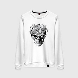 Свитшот хлопковый женский Рыцарь - череп, цвет: белый