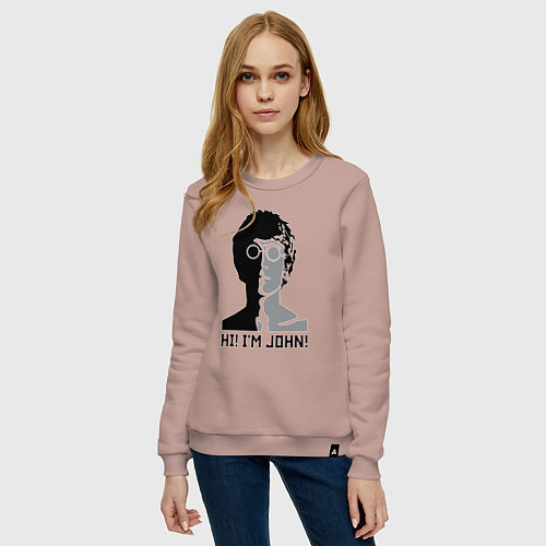 Женский свитшот Джон Леннон - портрет / Пыльно-розовый – фото 3