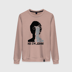 Свитшот хлопковый женский Джон Леннон - портрет, цвет: пыльно-розовый