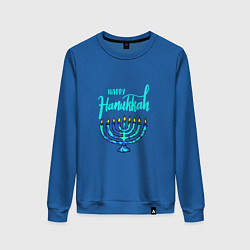 Свитшот хлопковый женский Happy Hanukkah, цвет: синий