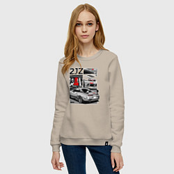Свитшот хлопковый женский Toyota Supra mk4 2JZ, цвет: миндальный — фото 2