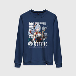Свитшот хлопковый женский Шэнь Хэ Геншин, цвет: тёмно-синий