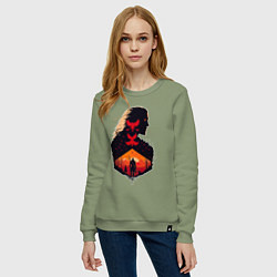 Свитшот хлопковый женский Геральт из Ривии, цвет: авокадо — фото 2