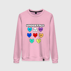 Свитшот хлопковый женский Undertale - души 8 людей, цвет: светло-розовый