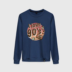 Свитшот хлопковый женский I love 90-s, цвет: тёмно-синий