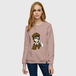 Свитшот хлопковый женский Рампо с лупой, цвет: пыльно-розовый — фото 2