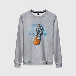 Женский свитшот Йети на сноуборде Снежный человек катается на сноу