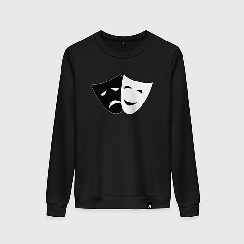 Женский свитшот Театральные маски грусти и радости / Черный – фото 1