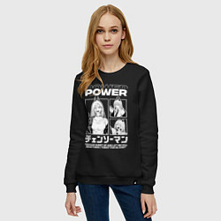 Свитшот хлопковый женский Человек-бензопила Power, цвет: черный — фото 2