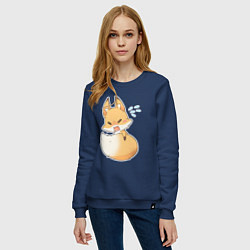 Свитшот хлопковый женский Милая лисичка недовольна, цвет: тёмно-синий — фото 2