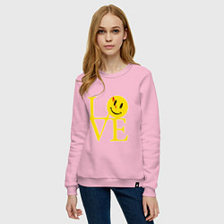 Свитшот хлопковый женский Smile love, цвет: светло-розовый — фото 2