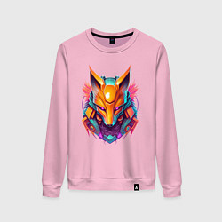 Свитшот хлопковый женский Кибер лиса, цвет: светло-розовый