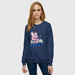 Свитшот хлопковый женский Cooky BT21 Jungkook, цвет: тёмно-синий — фото 2