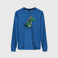 Свитшот хлопковый женский Динозаврик пиксельный, цвет: синий