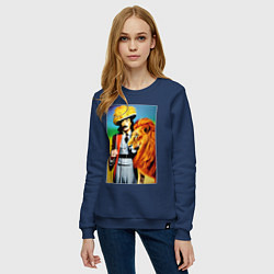 Свитшот хлопковый женский Salvador Dali and lion, цвет: тёмно-синий — фото 2