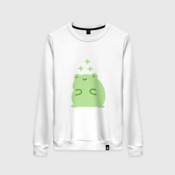 Свитшот хлопковый женский Лягушка Kawaii, цвет: белый