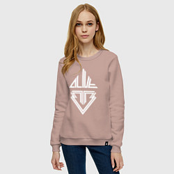 Свитшот хлопковый женский Big bang white logo, цвет: пыльно-розовый — фото 2