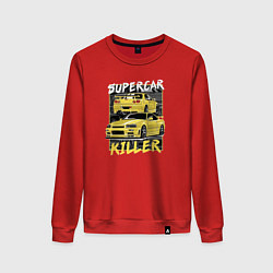 Свитшот хлопковый женский Supercar killer, цвет: красный