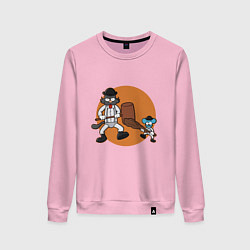 Свитшот хлопковый женский Шоу Щекотки и Царапки, цвет: светло-розовый