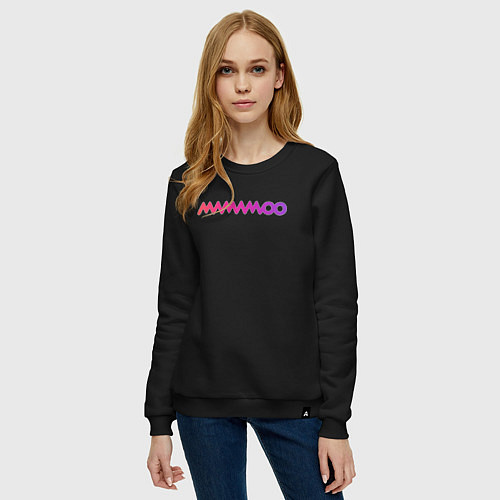 Женский свитшот Mamamoo gradient logo / Черный – фото 3